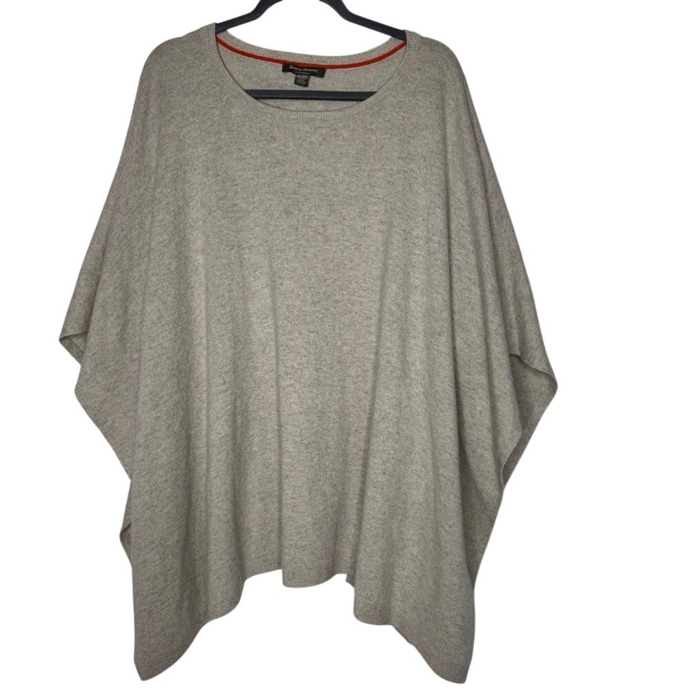 Tommy Bahama Women Cashmere Beige Sweater Poncho One‎ Size New England Coastal